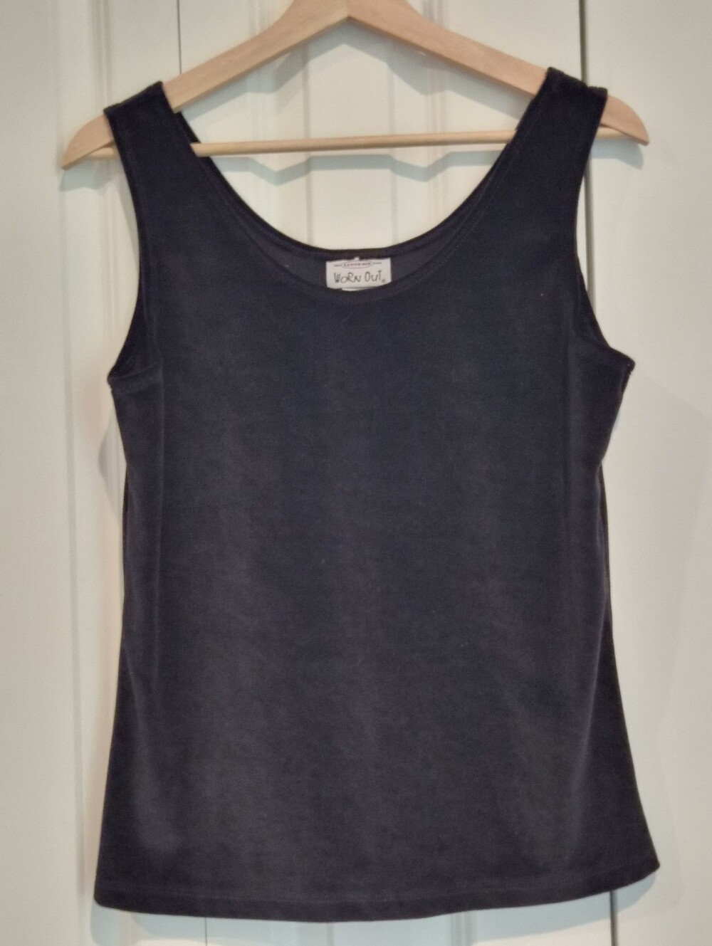 Vintage Y2K / 90s "Worn Out Lingerie" Black Velvet Tank Top - Medium